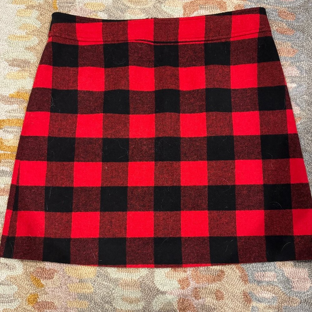J.Crew Red and Black Buffalo Plaid Wool Skirt